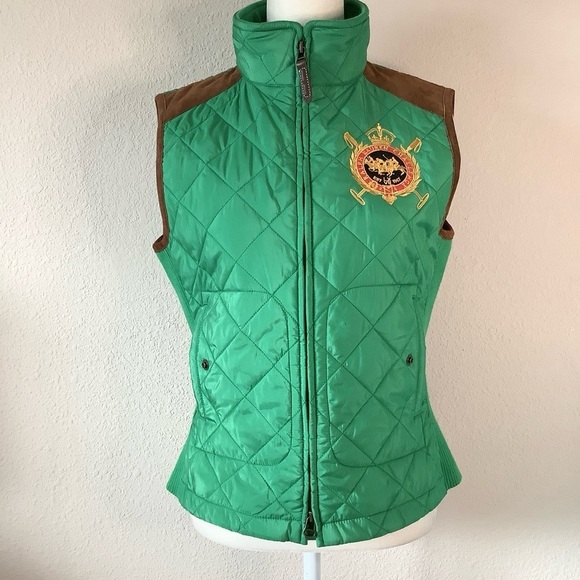 RALPH LAUREN SPORT Quilted Equestrian Vest Polo Crest Old Money Heritage Prep M - Picture 10 of 13